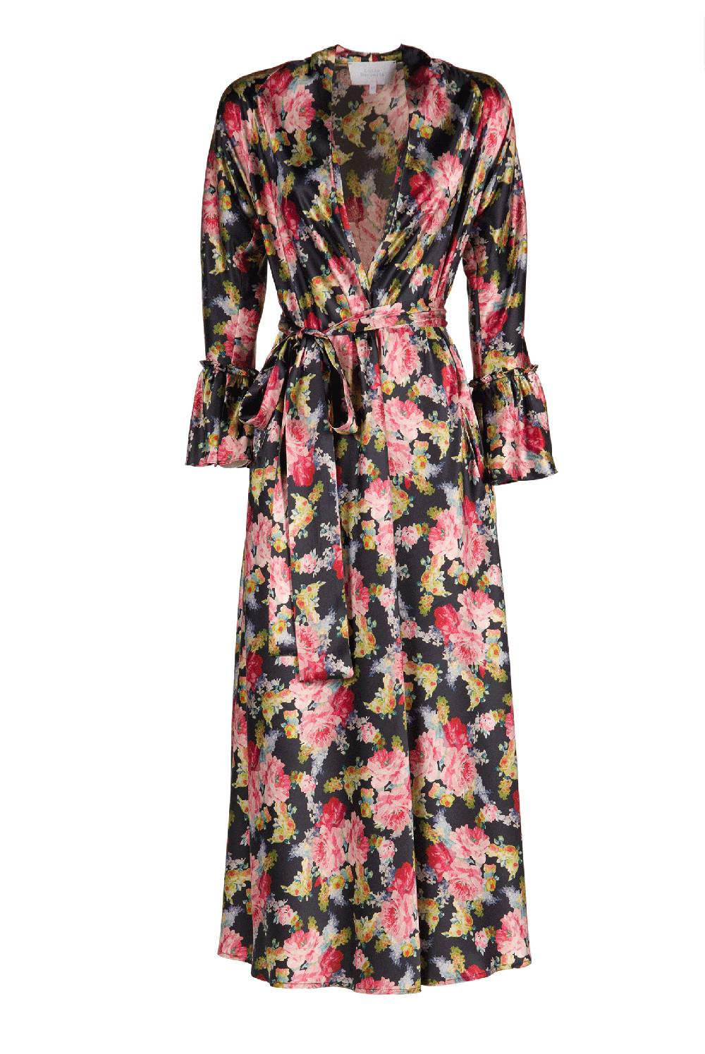 Luisa Beccaria Abito Luisa Wrap Satin Floreale Stampa Rose