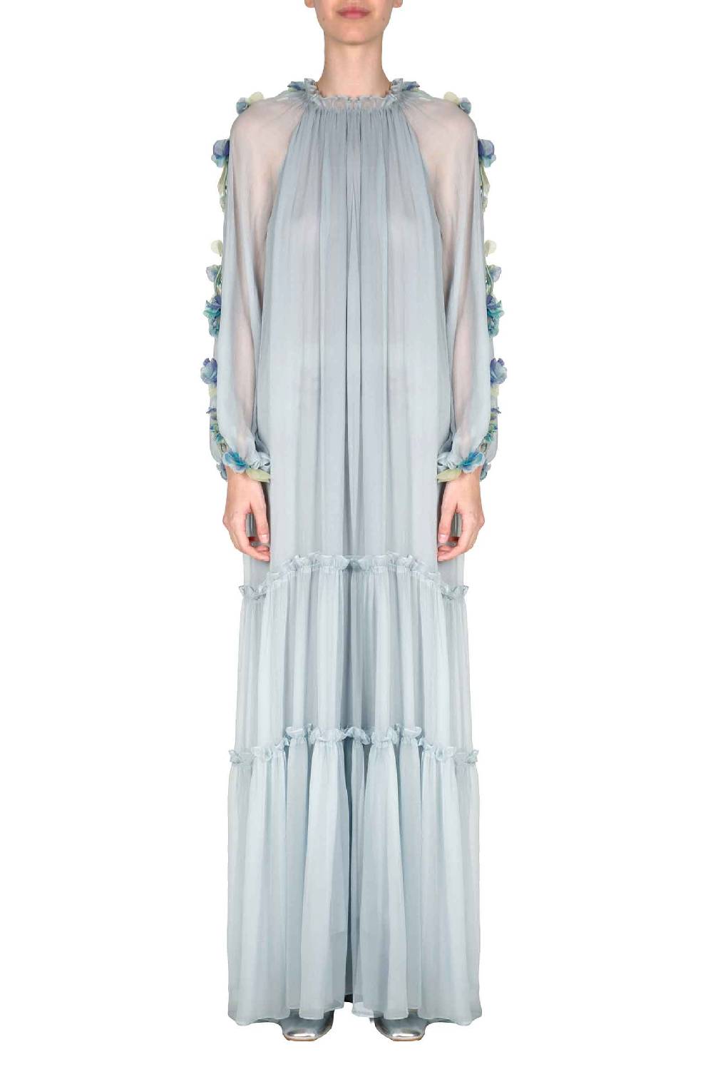 Luisa Beccaria Abito Lungo In Chiffon Con Dettaglio Floreale