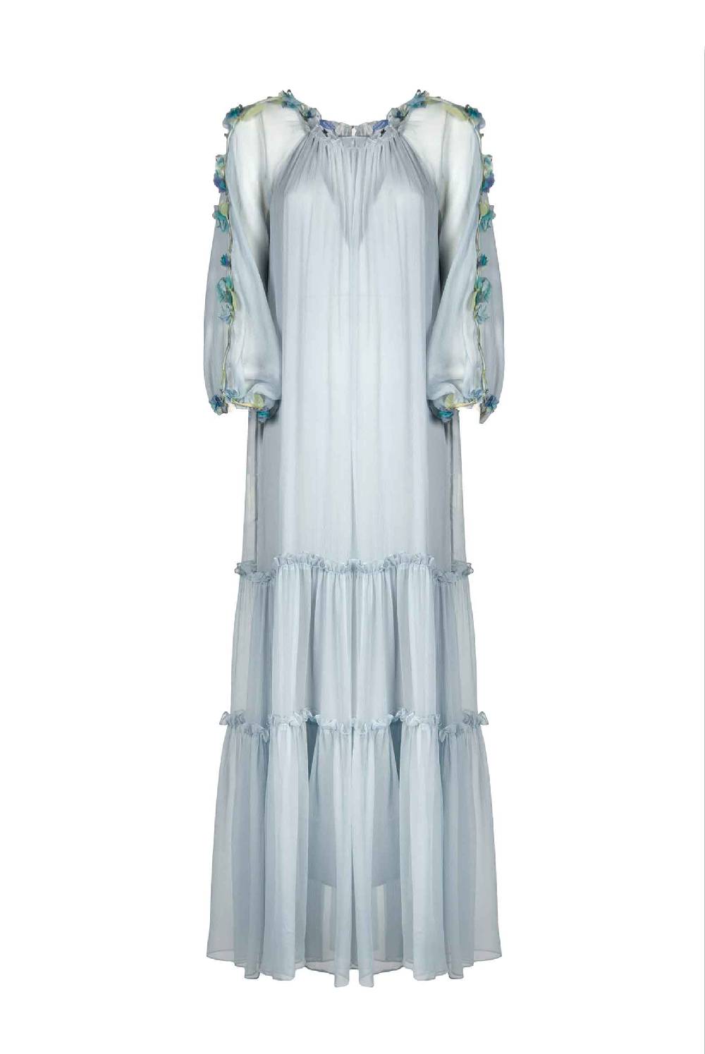 Luisa Beccaria Abito lungo in chiffon con dettaglio floreale