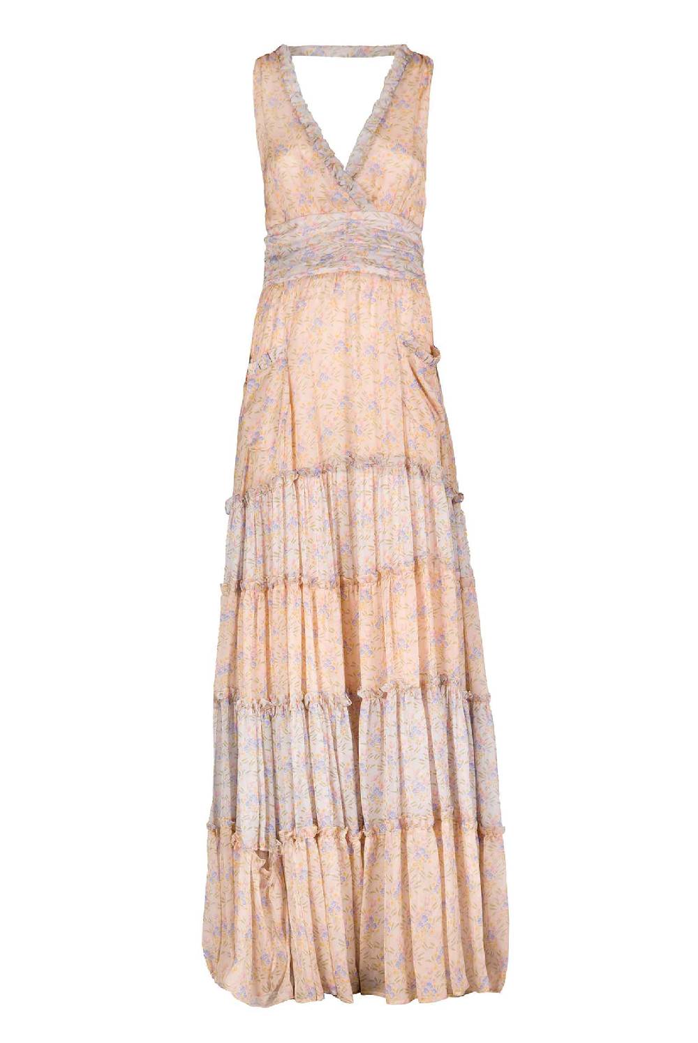 Luisa Beccaria Abito lungo in chiffon increspato Blooming Mirage