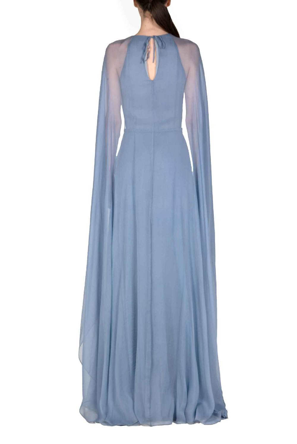 Luisa Beccaria Abito Lungo In Creponne Di Chiffon Con Mantella