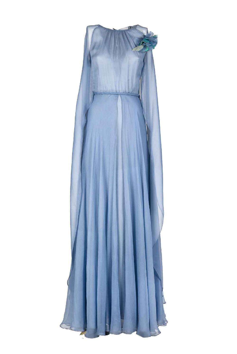 Luisa Beccaria Abito lungo in creponne di chiffon con mantella