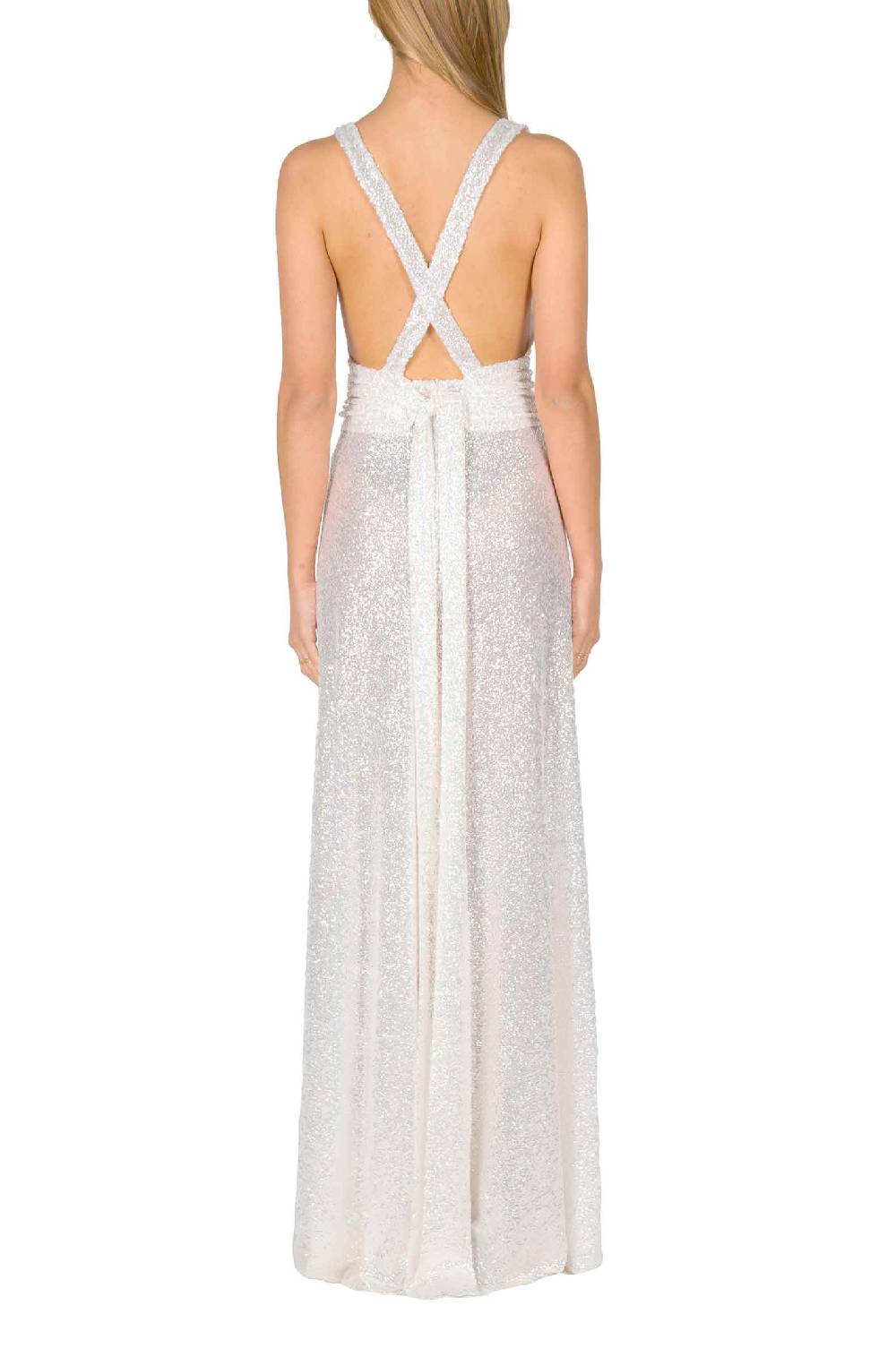 Luisa Beccaria Abito Lungo In Paillettes Con Scollo A V