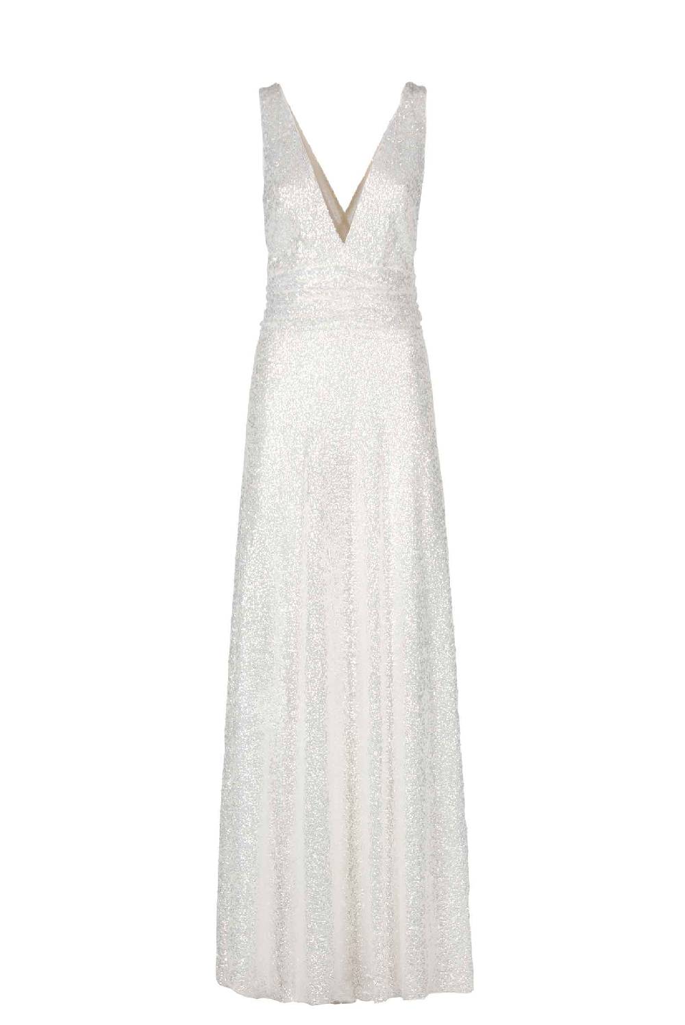 Luisa Beccaria Abito lungo in paillettes con scollo a V