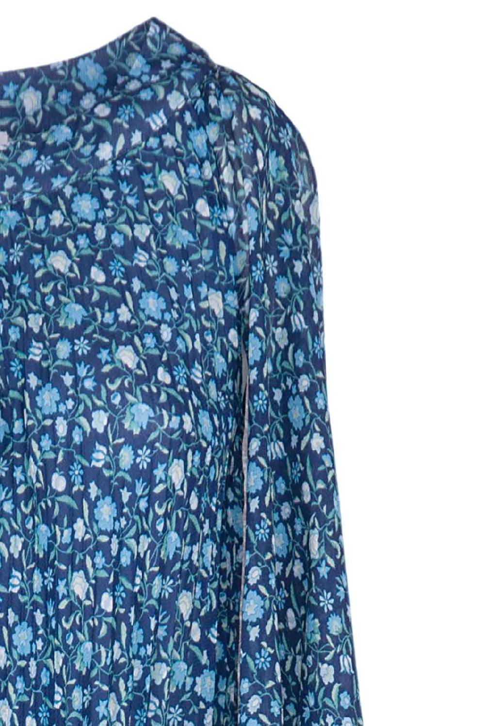 Luisa Beccaria Abito Lungo Micro Floreale Plissettato