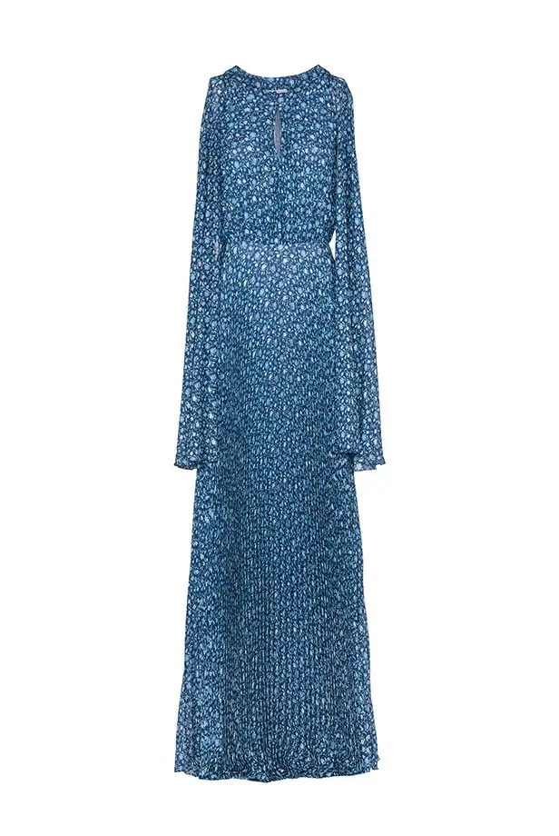 Luisa Beccaria Abito lungo micro floreale plissettato