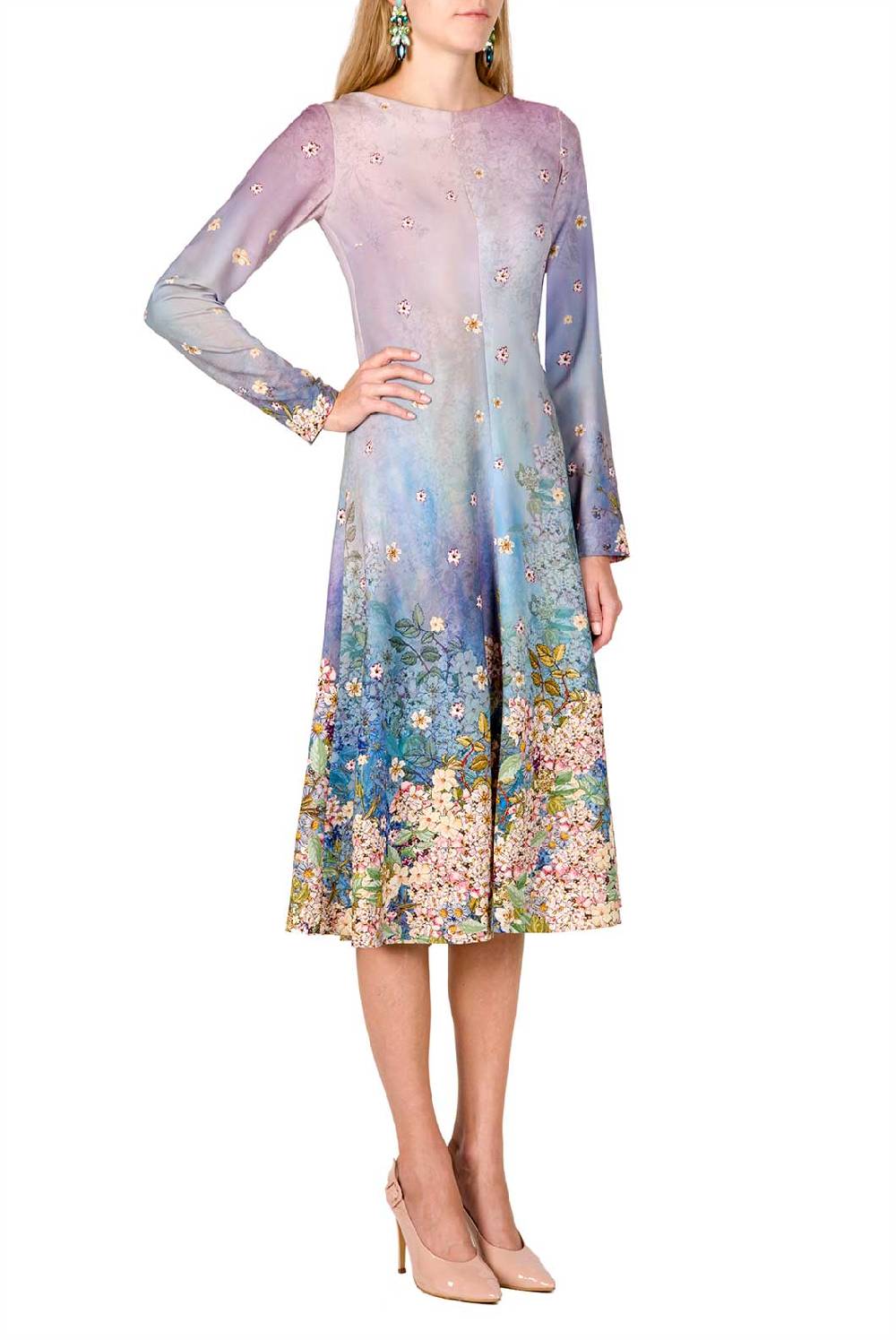 Luisa Beccaria Abito Midi In Cady Stampato Floreale