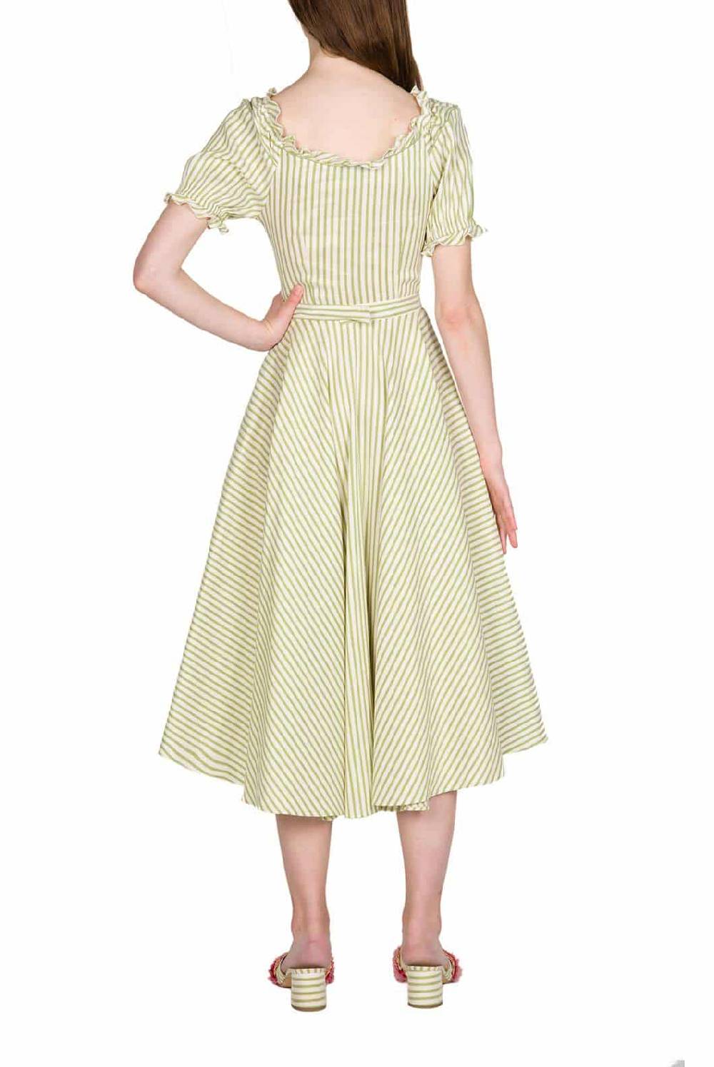 Luisa Beccaria Abito Midi In Misto Cotone Con Spalle Scoperte