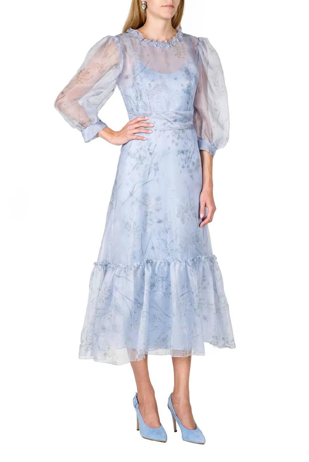 Luisa Beccaria Abito Midi Trasparente Con Maniche A Palloncino