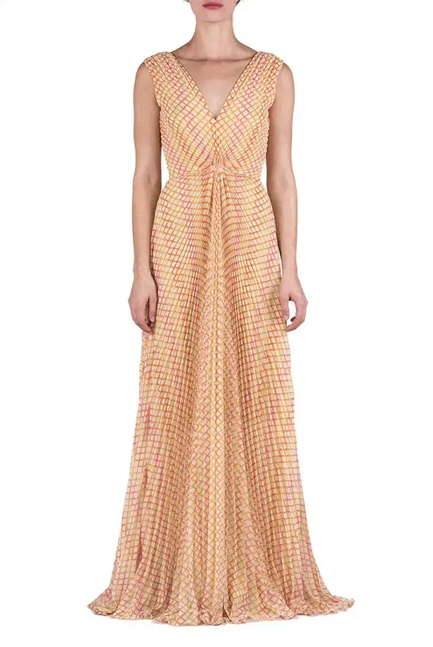 Luisa Beccaria Abito plissettato in georgette a rombi