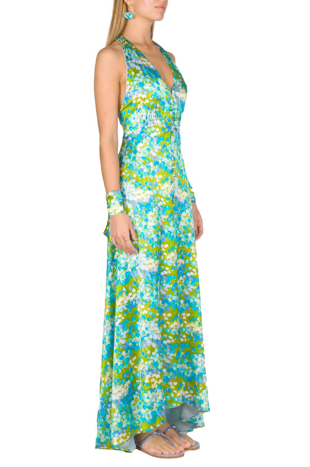 Luisa Beccaria Abito Senza Maniche Bottoncino Monet