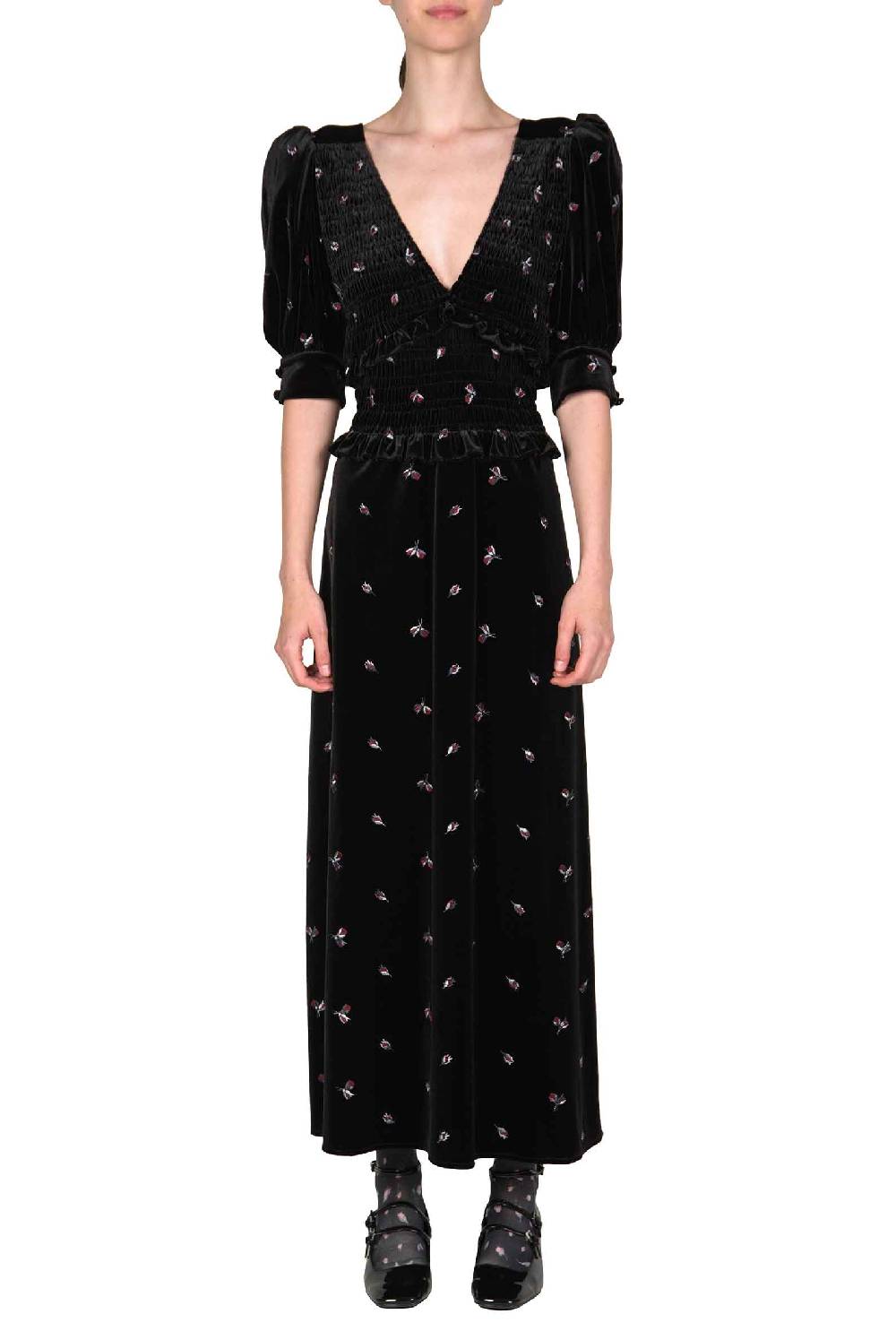 Luisa Beccaria Abito Smock Ricamato Giardino D'inverno