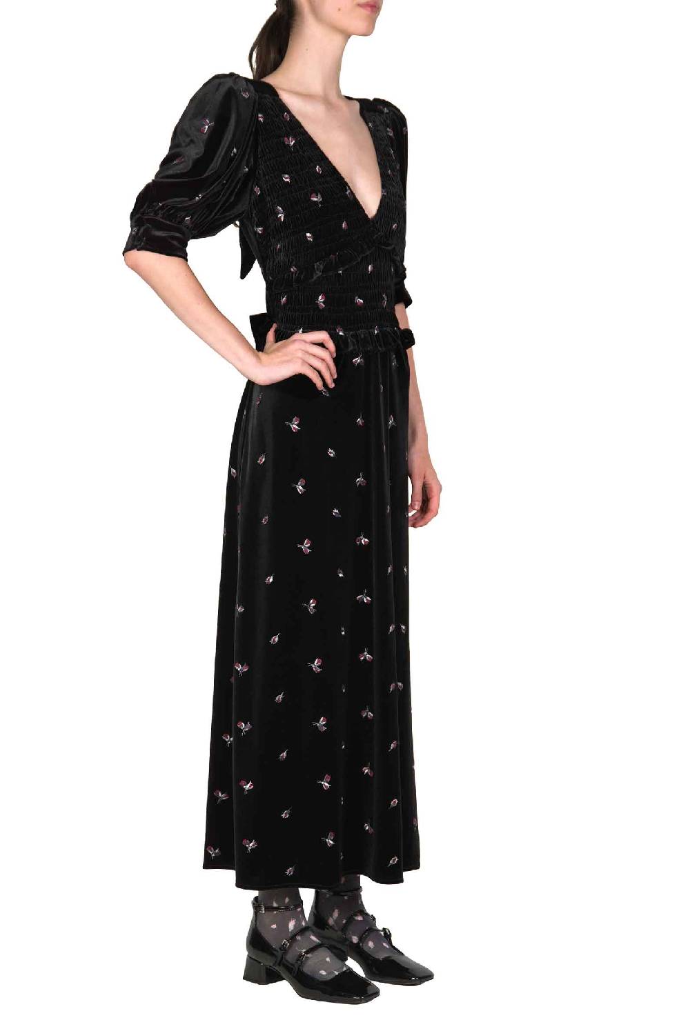 Luisa Beccaria Abito Smock Ricamato Giardino D'inverno