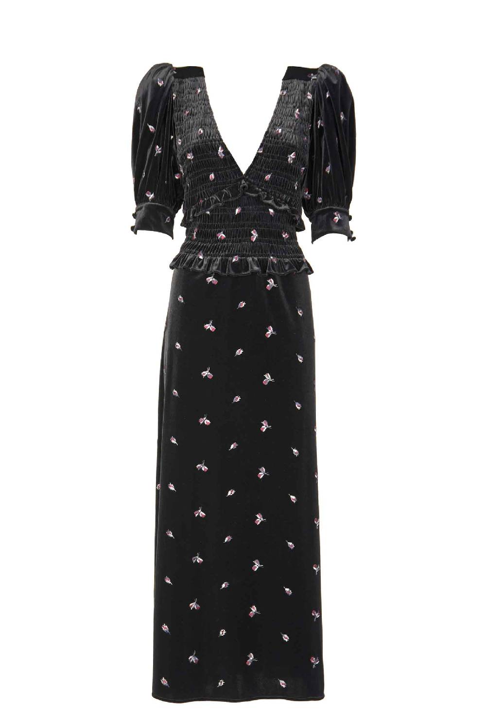 Luisa Beccaria Abito smock ricamato giardino d'inverno