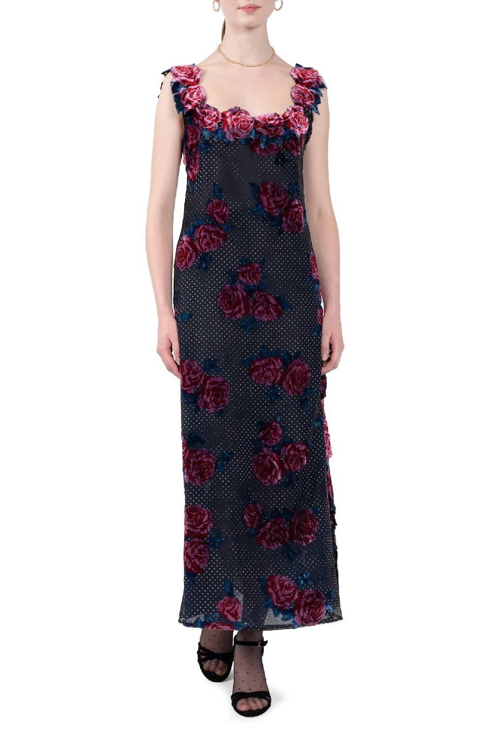 Luisa Beccaria Abito Sottoveste In Velluto Floreale Devoré