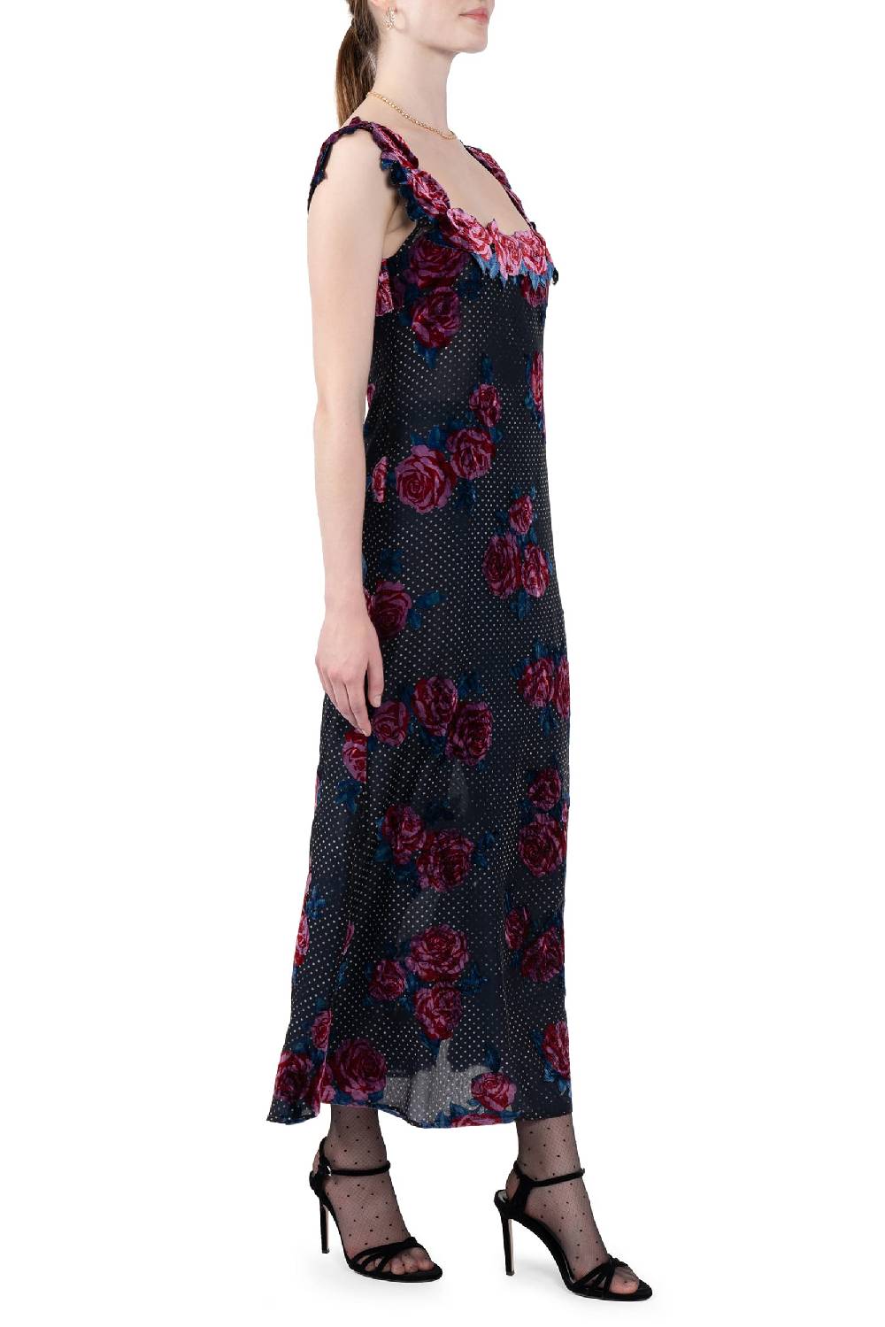 Luisa Beccaria Abito Sottoveste In Velluto Floreale Devoré