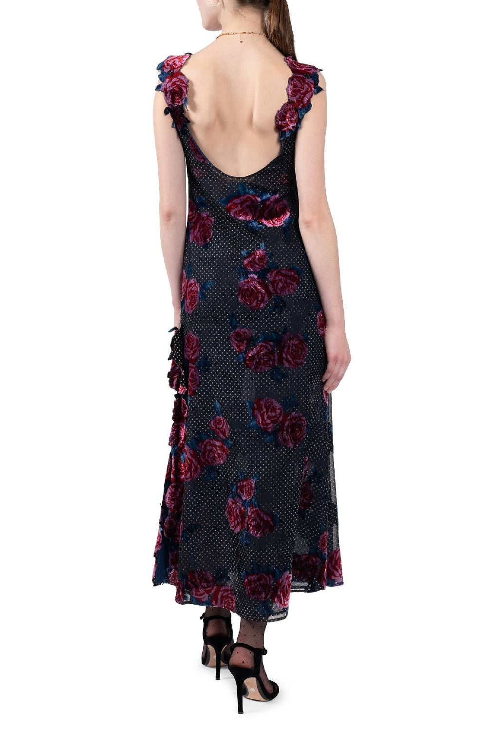 Luisa Beccaria Abito Sottoveste In Velluto Floreale Devoré