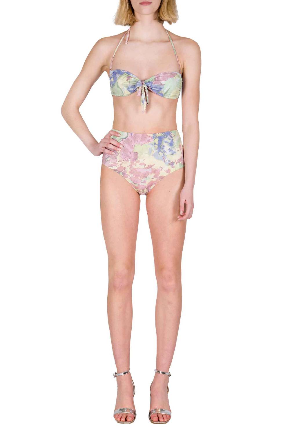 Luisa Beccaria Bikini Slip A Fascia E Vita Alta In Fiori Astratti