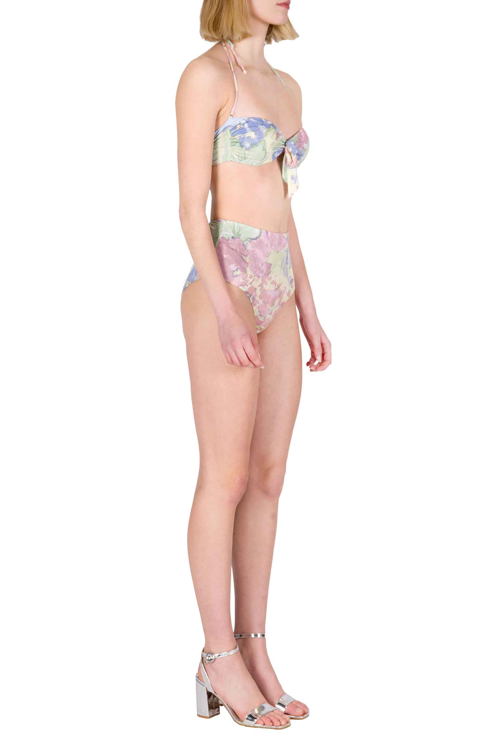 Luisa Beccaria Bikini Slip A Fascia E Vita Alta In Fiori Astratti