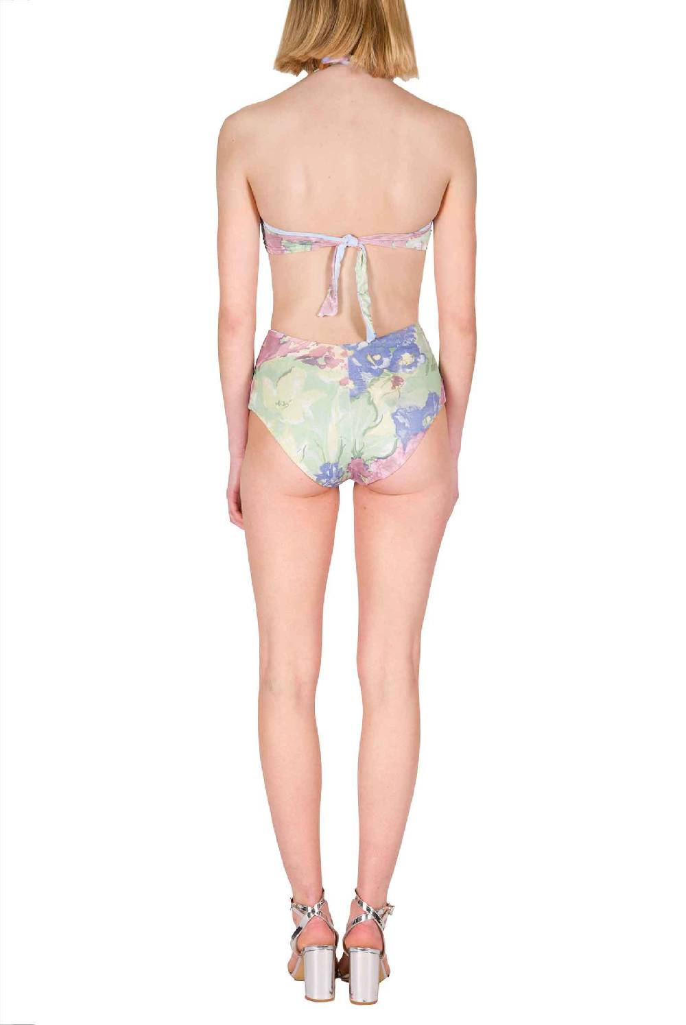 Luisa Beccaria Bikini Slip A Fascia E Vita Alta In Fiori Astratti