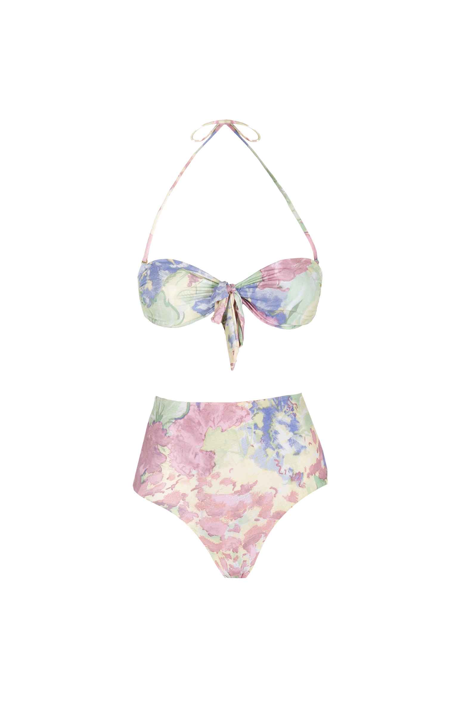 Luisa Beccaria Bikini slip a fascia e vita alta in fiori astratti