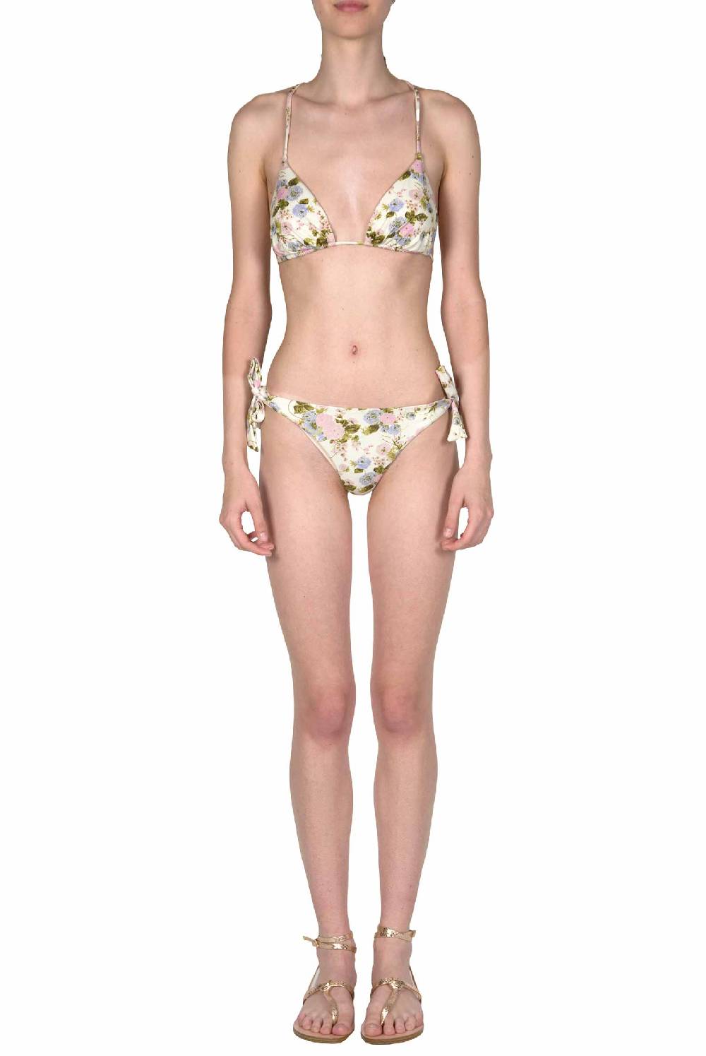 Luisa Beccaria Bikini Triangolo E Slip Rose Sbocciate Double Face