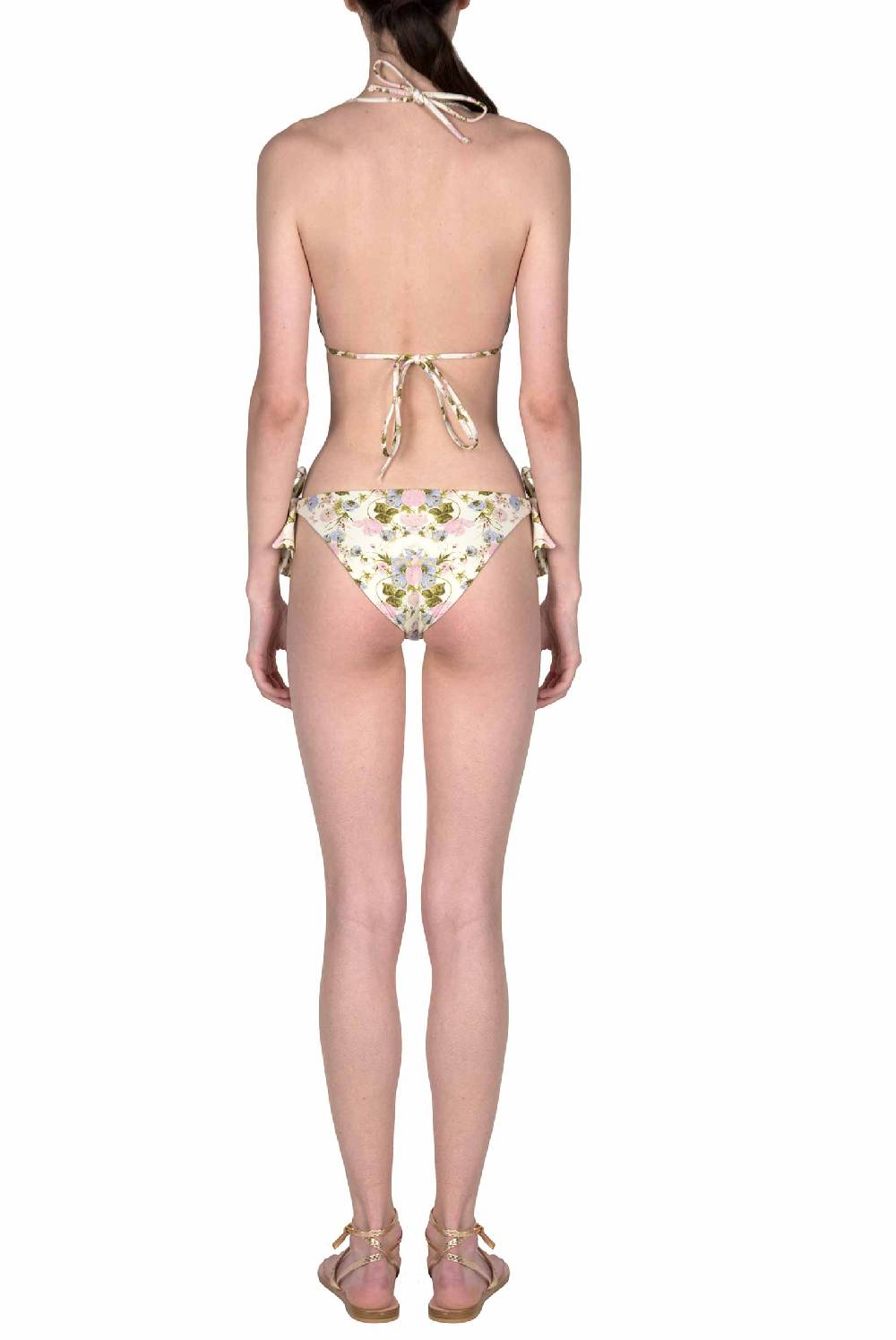 Luisa Beccaria Bikini Triangolo E Slip Rose Sbocciate Double Face
