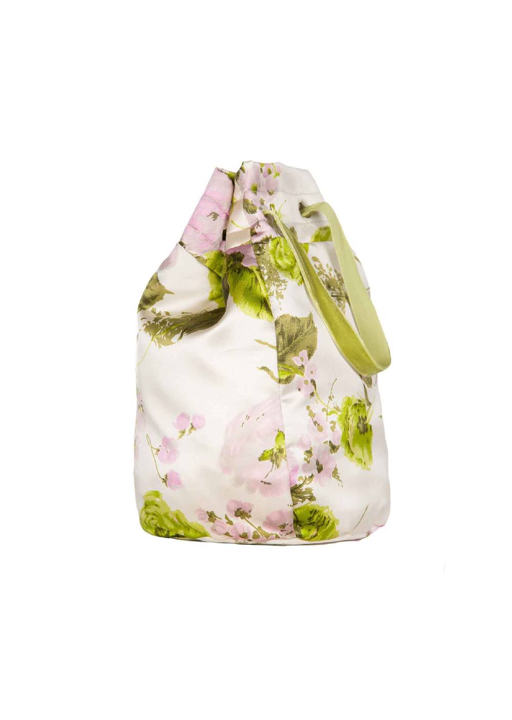 Luisa Beccaria Borsa A Secchiello In Seta Con Rose In Fiore