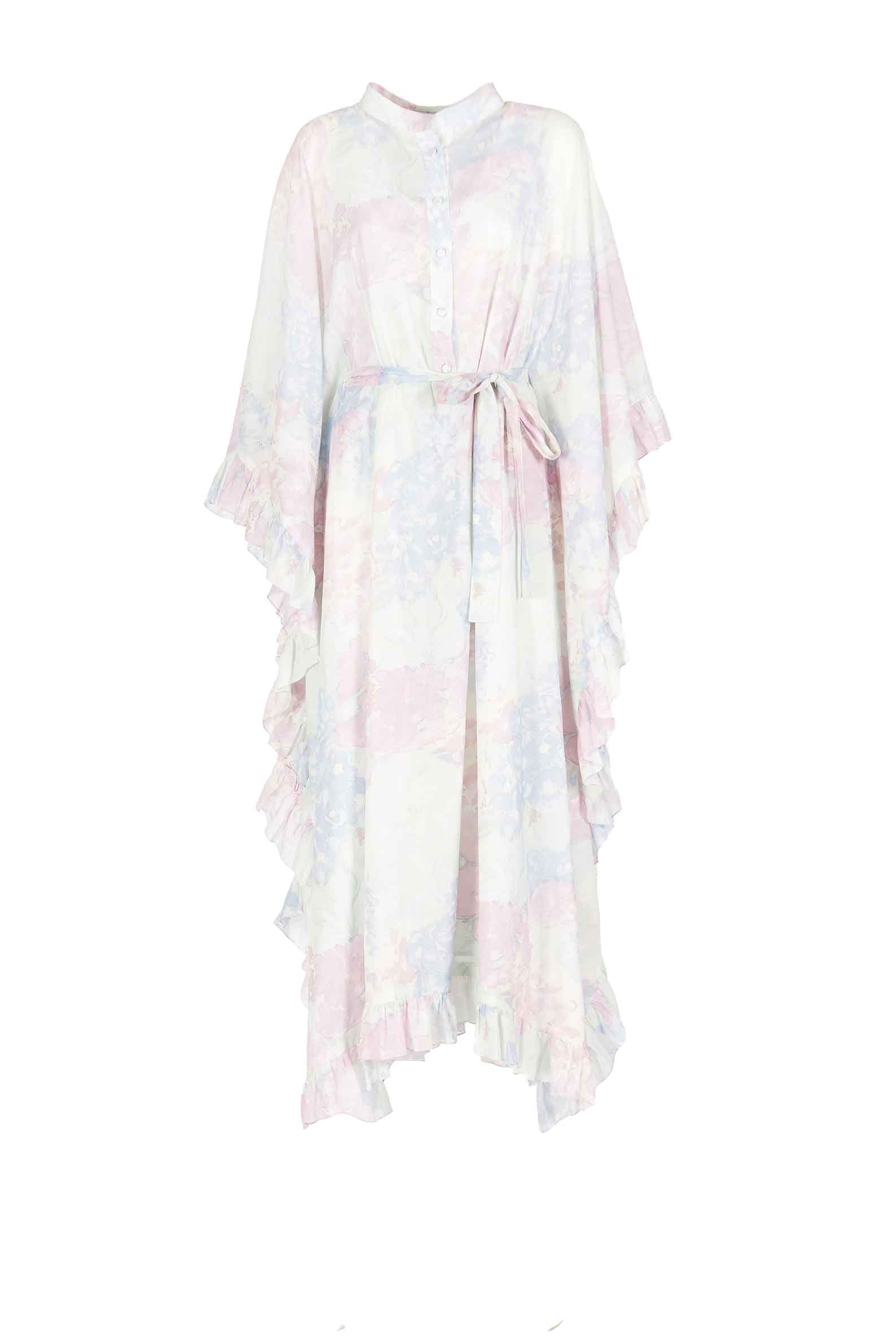 Luisa Beccaria Caftano in cotone con fiori astratti