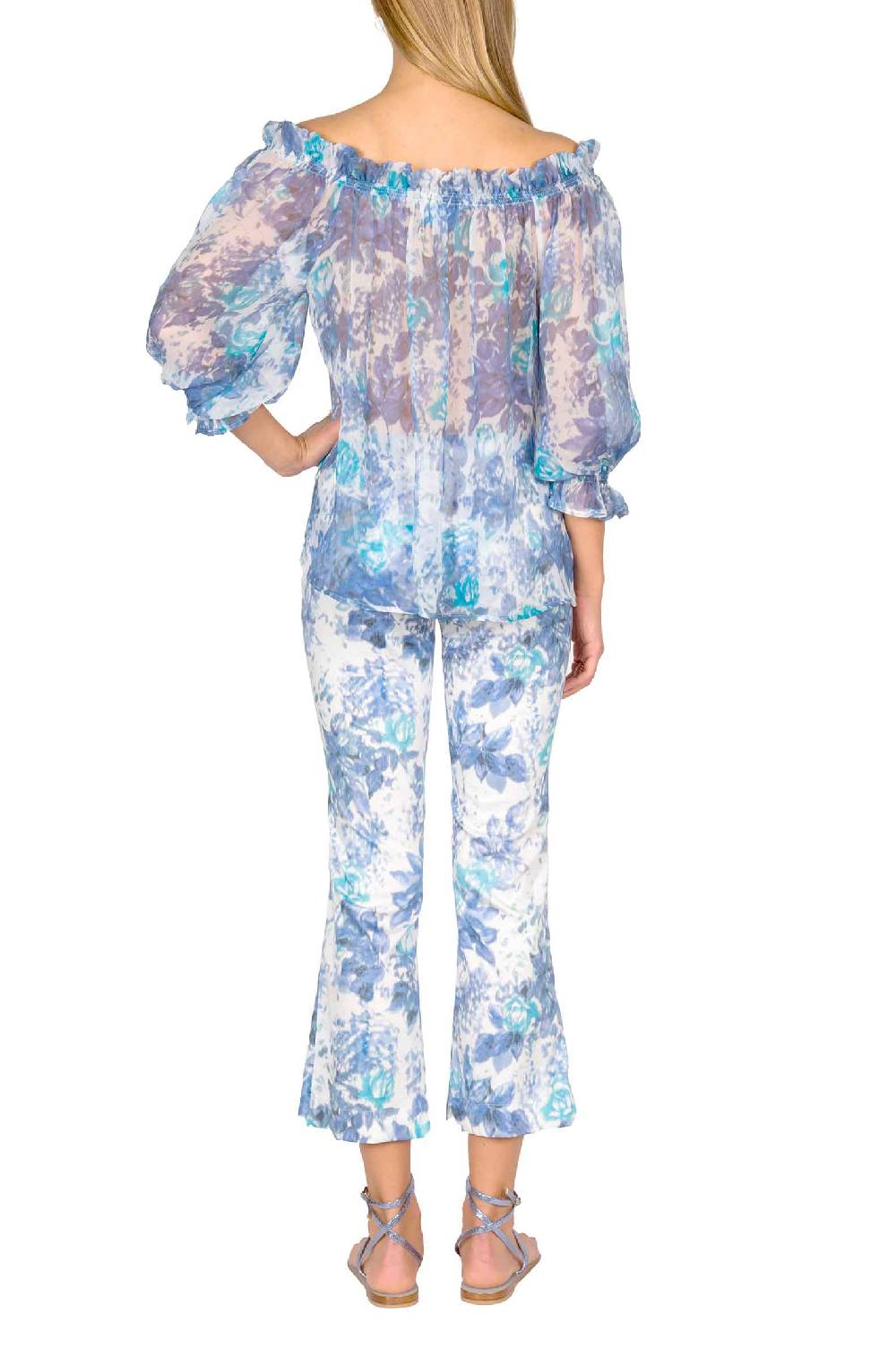 Luisa Beccaria Camicetta Capri In Seta Con Spalle Scoperte