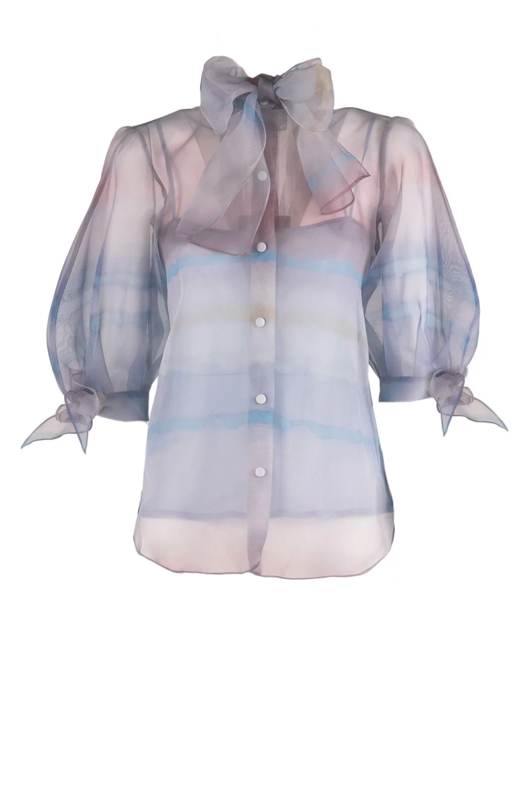 Luisa Beccaria Camicetta con cravatta in organza color melt