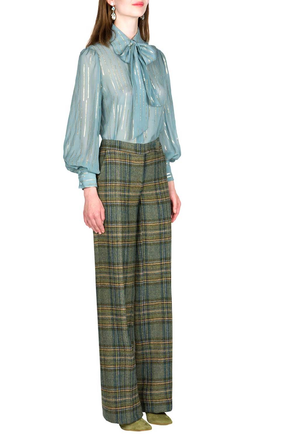 Luisa Beccaria Camicetta Con Fiocco In Chiffon Di Misto Seta