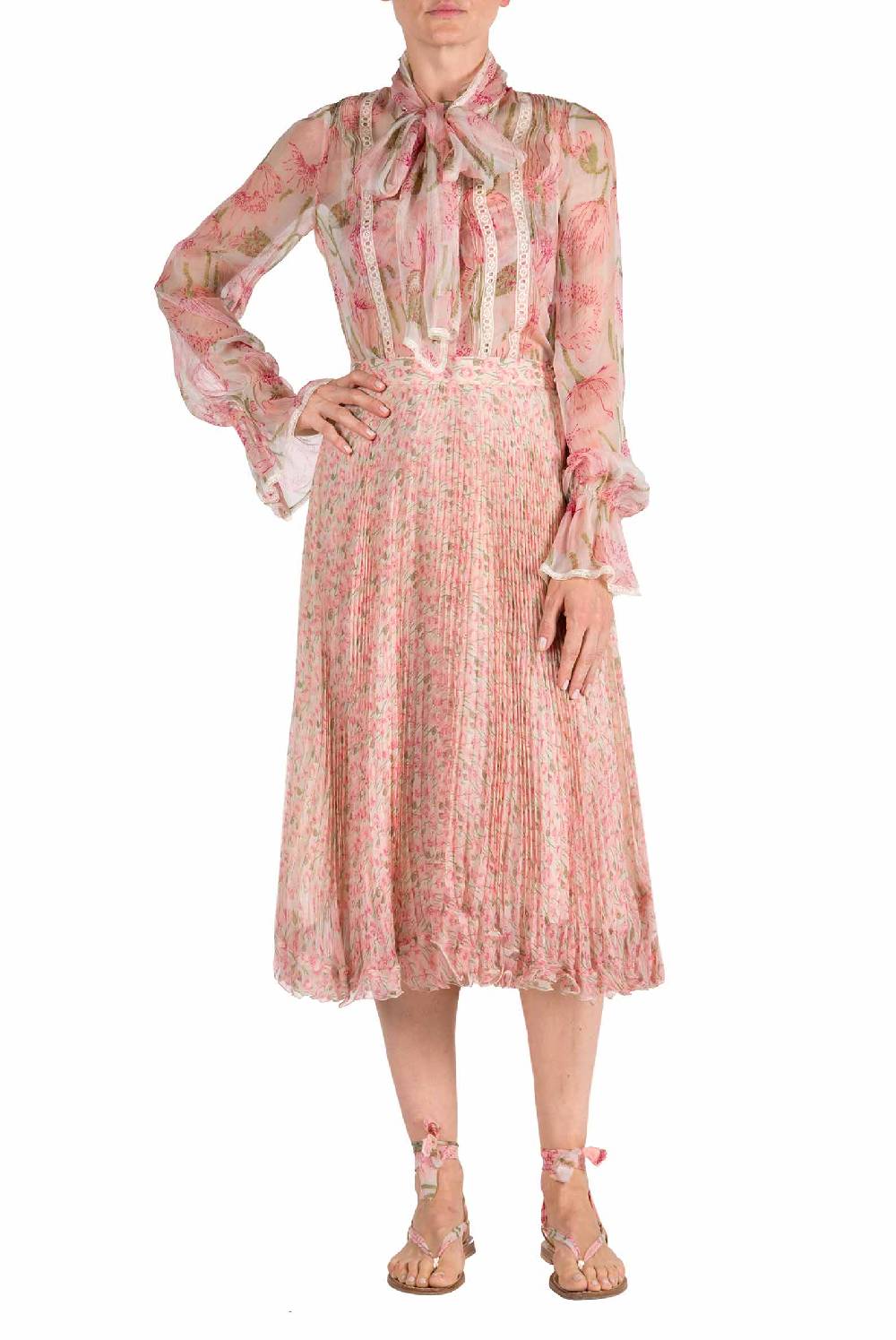 Luisa Beccaria Camicetta In Chiffon Con Papaveri Macro