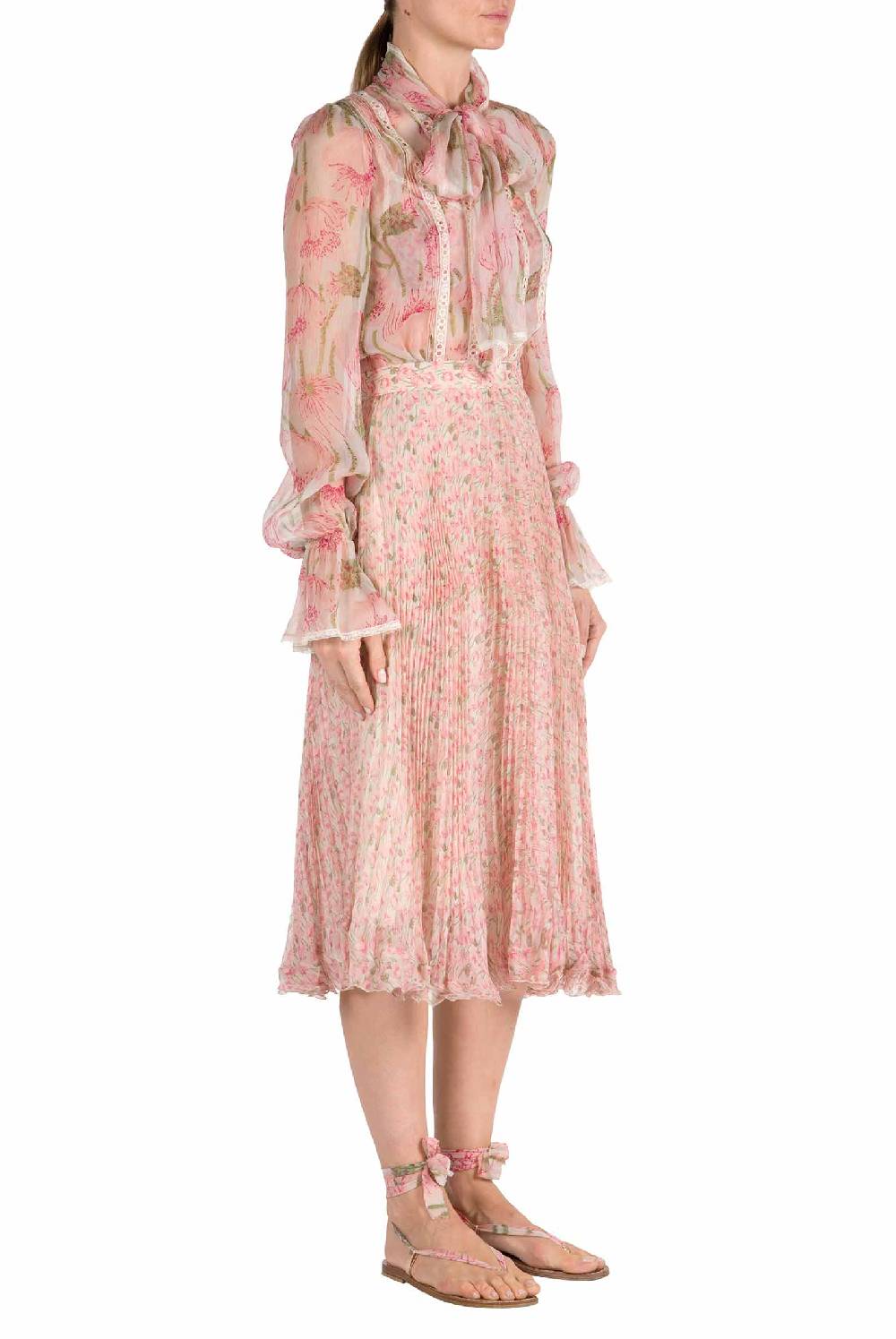 Luisa Beccaria Camicetta In Chiffon Con Papaveri Macro