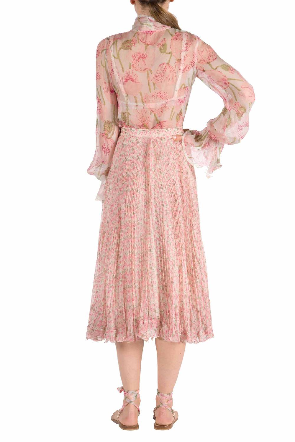 Luisa Beccaria Camicetta In Chiffon Con Papaveri Macro