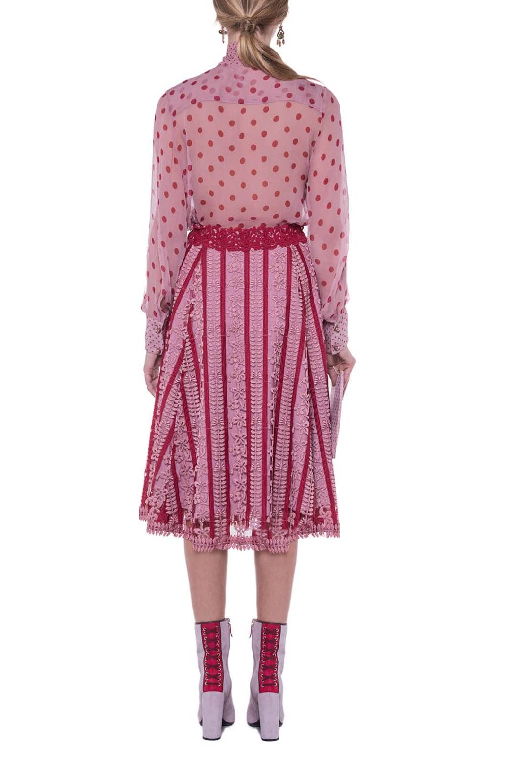 Luisa Beccaria Camicetta In Chiffon Di Seta A Pois Con Fiocco