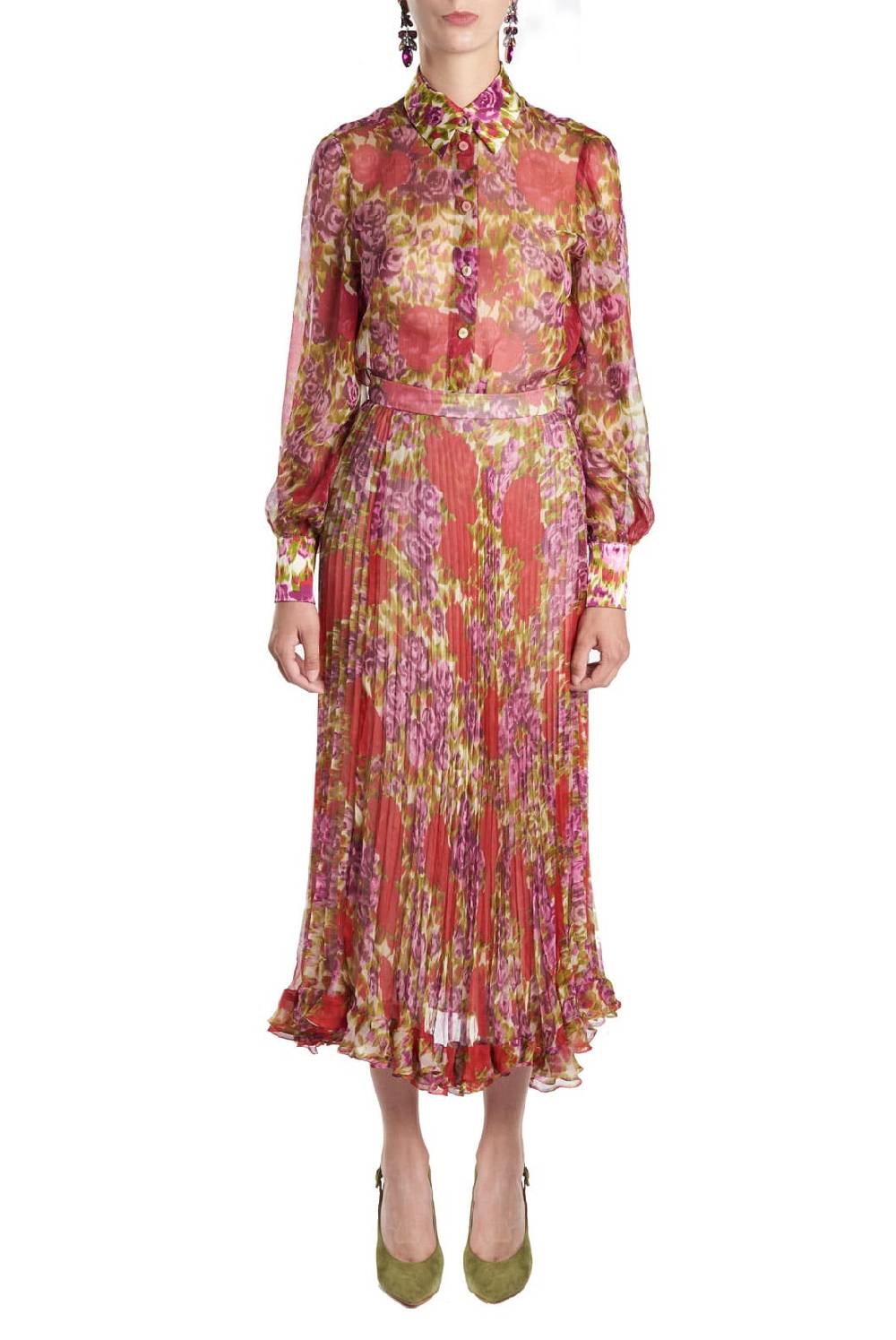 Luisa Beccaria Camicetta In Chiffon Di Seta Floreale