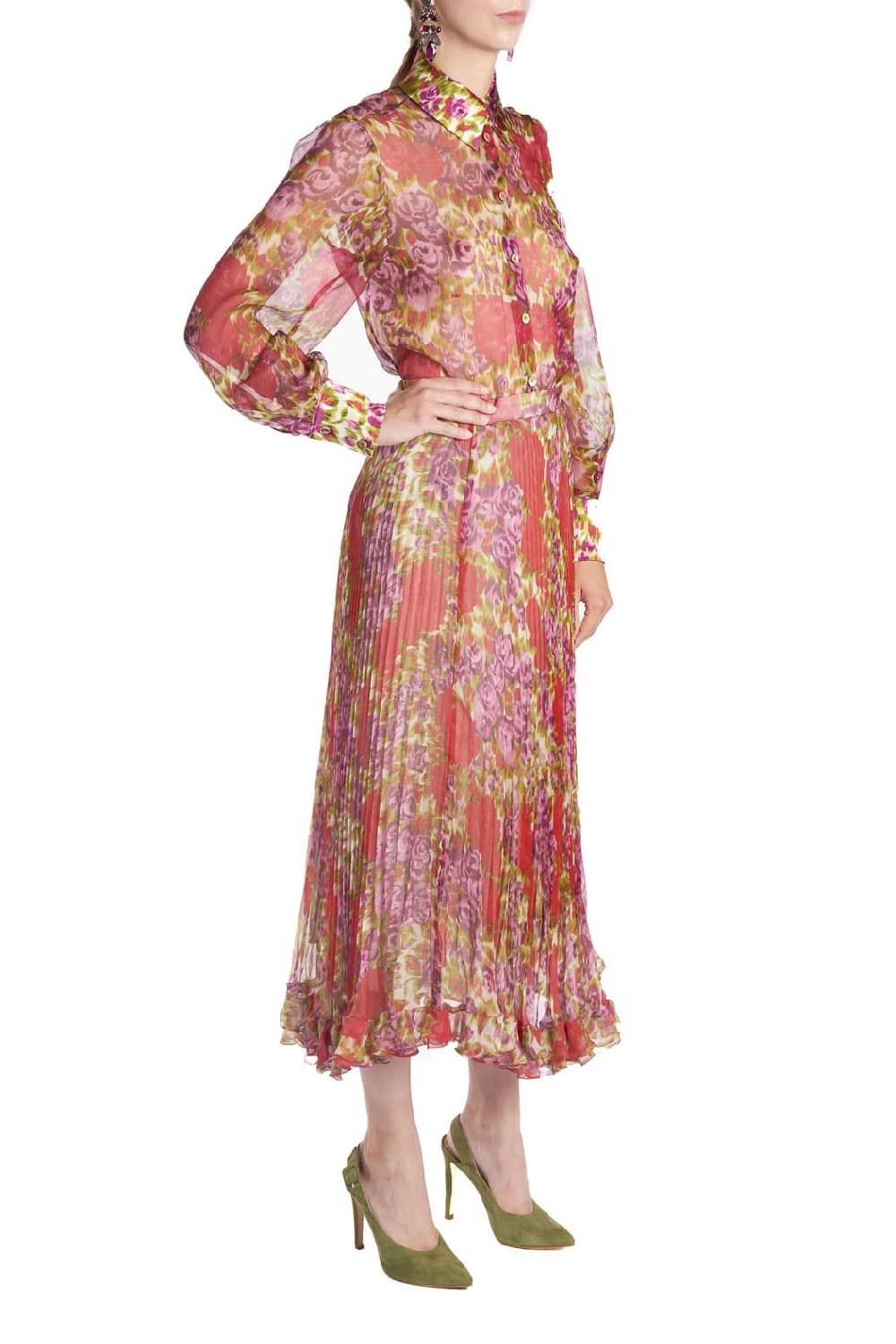 Luisa Beccaria Camicetta In Chiffon Di Seta Floreale