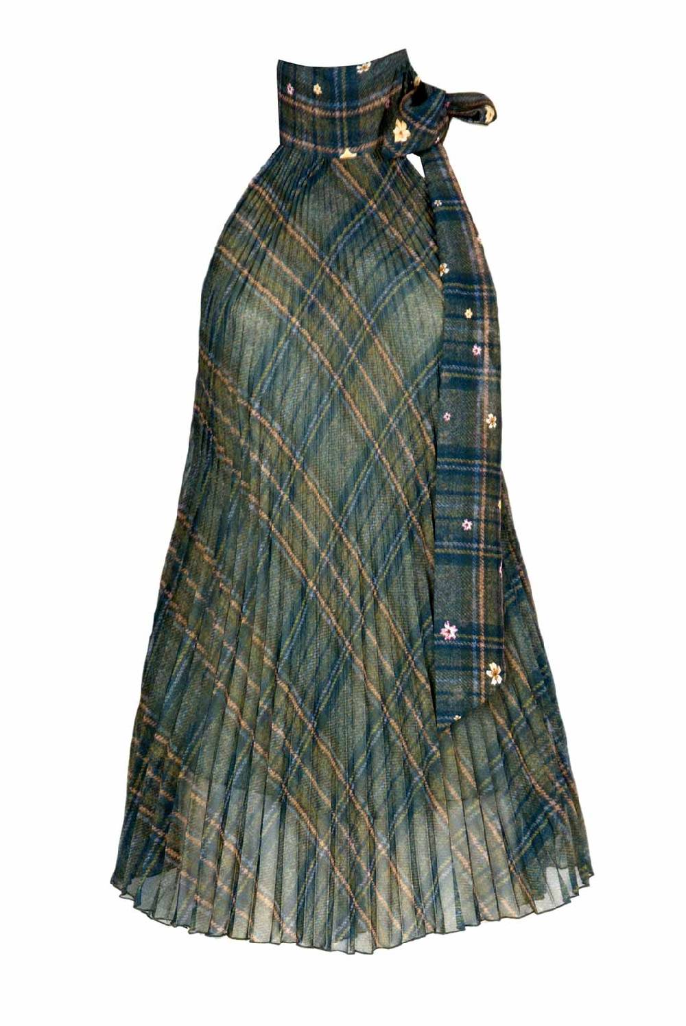 Luisa Beccaria Camicetta in chiffon di seta scozzese con fiocco