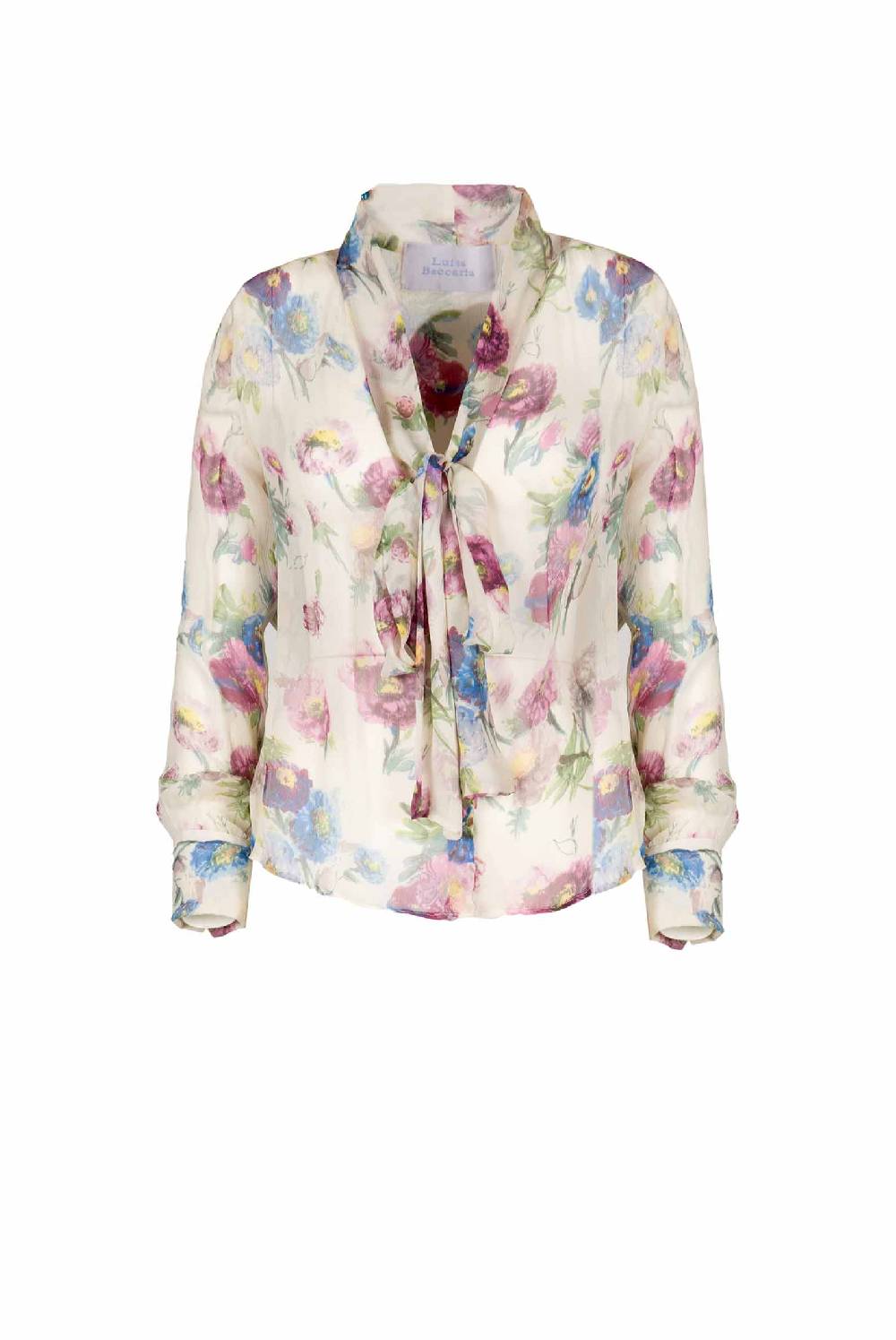 Luisa Beccaria Camicetta in chiffon stampata con macro anemoni