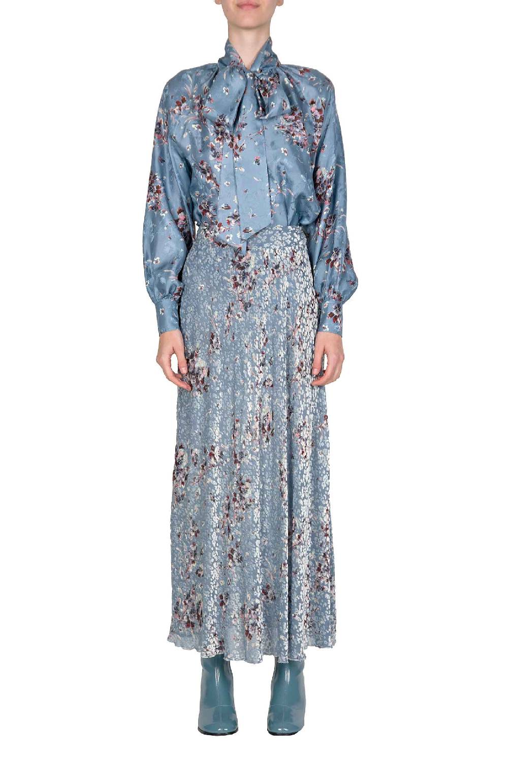 Luisa Beccaria Camicia Flower Storm Con Dettaglio Fiocco