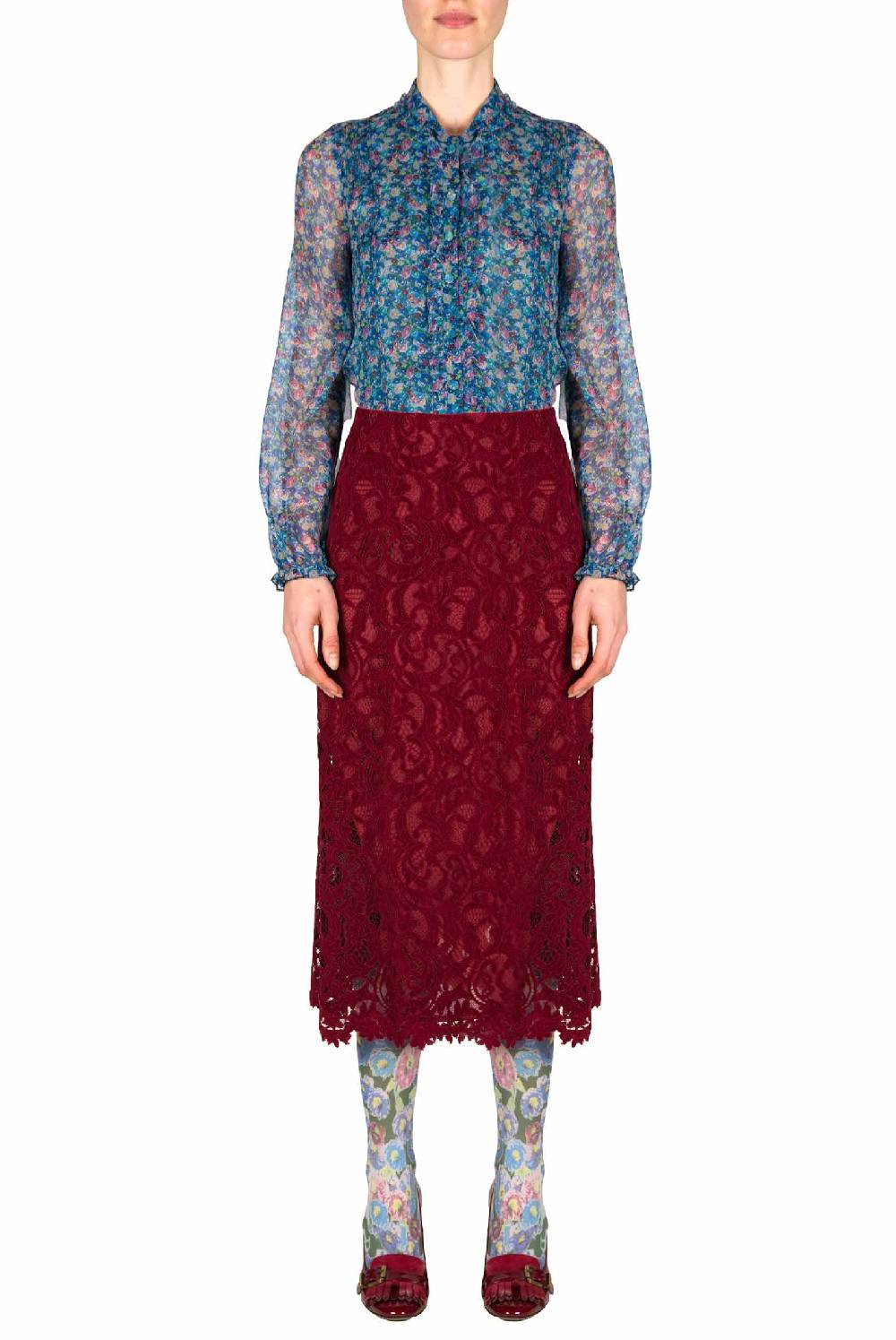 Luisa Beccaria Camicia In Chiffon Con Micro Anemoni