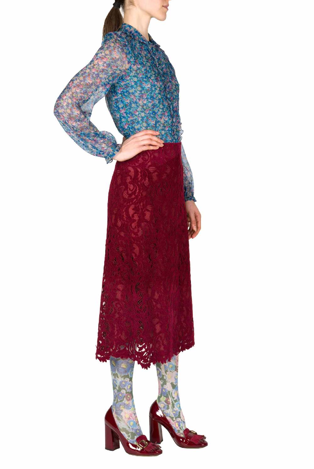 Luisa Beccaria Camicia In Chiffon Con Micro Anemoni