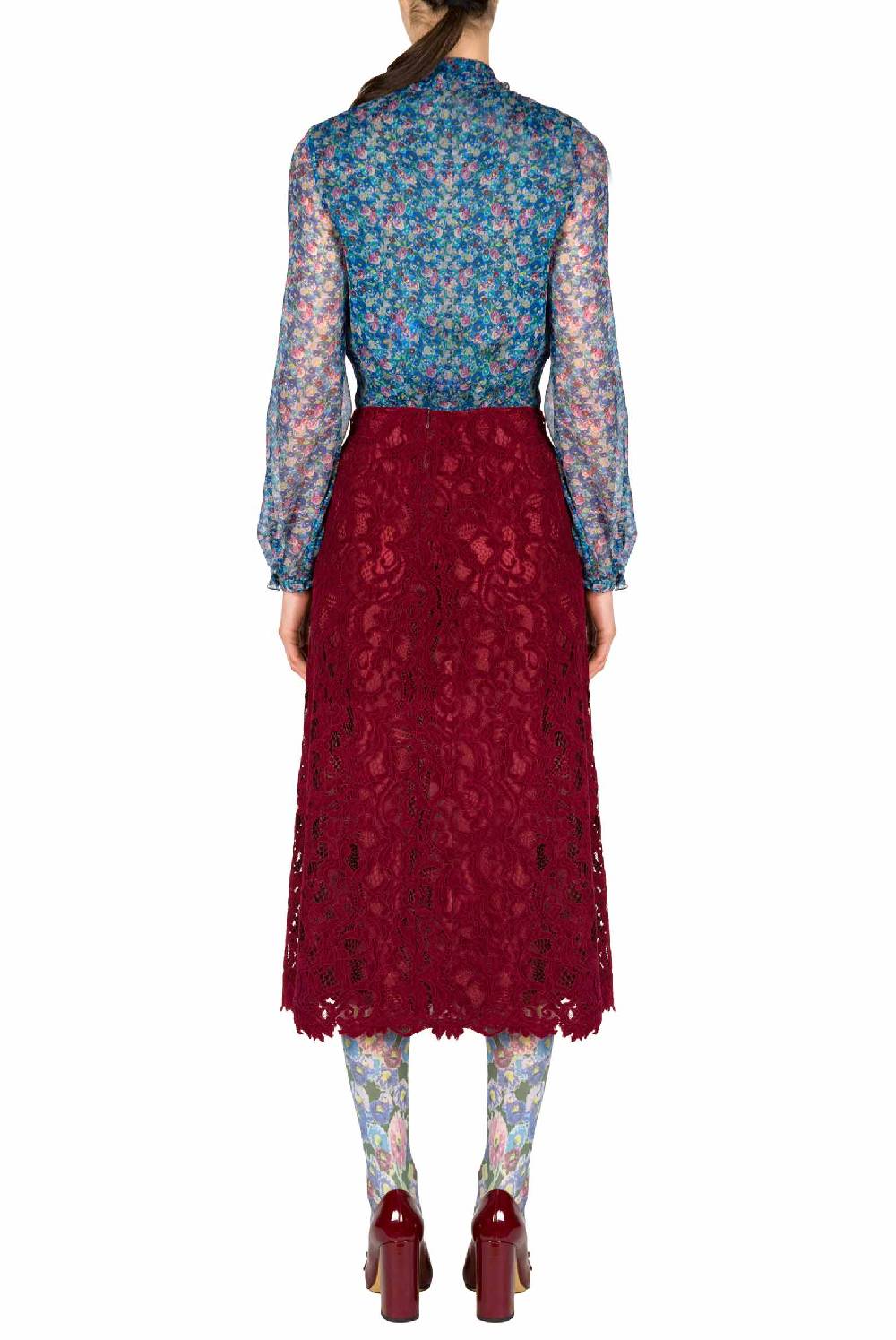 Luisa Beccaria Camicia In Chiffon Con Micro Anemoni