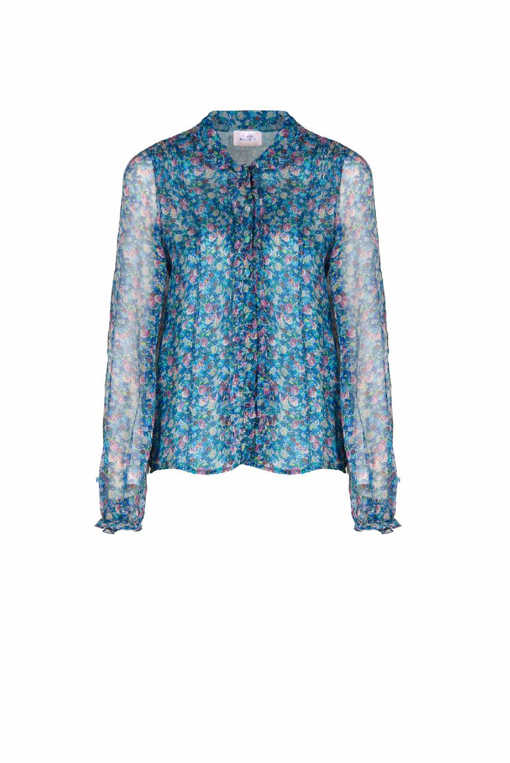Luisa Beccaria Camicia in chiffon con micro anemoni