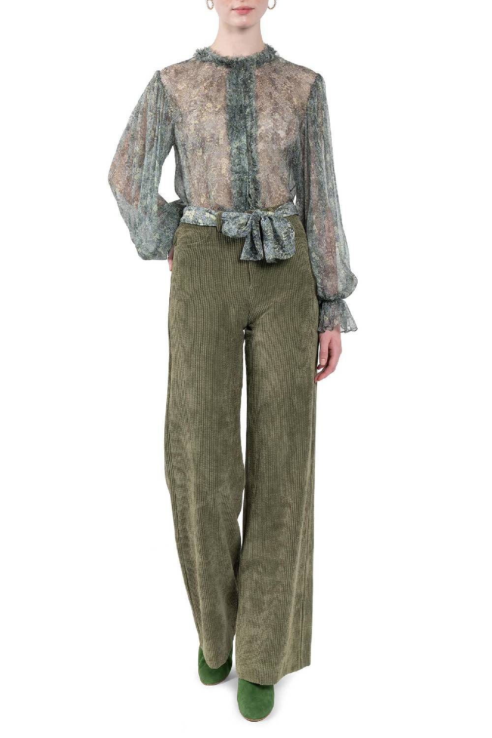 Luisa Beccaria Camicia In Chiffon Con Stampa Micro Fiori