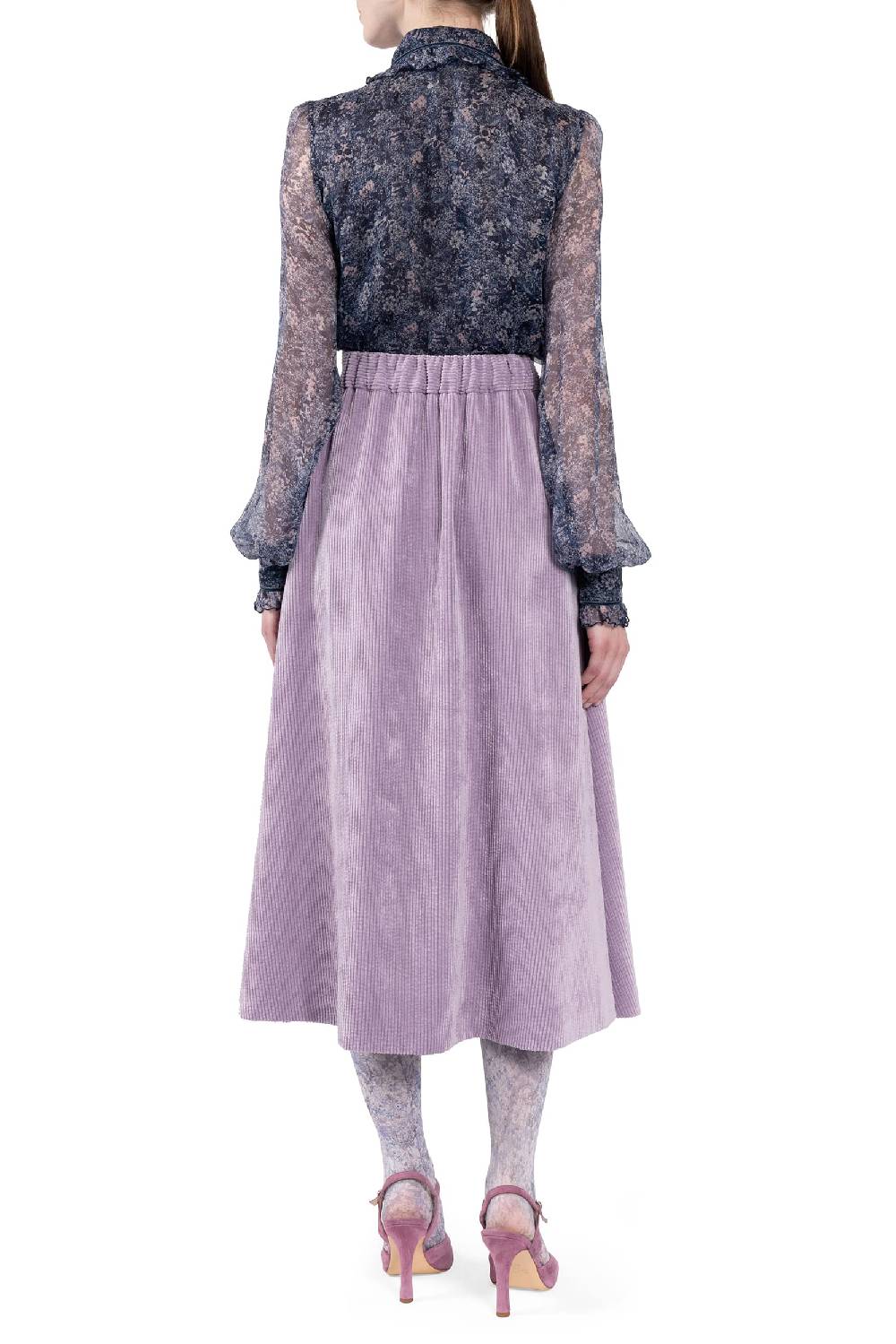 Luisa Beccaria Camicia In Chiffon Stampato Con Volant