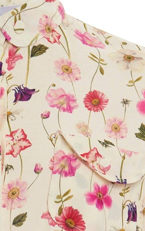 Luisa Beccaria Camicia In Crepe Stampata A Maniche Corte