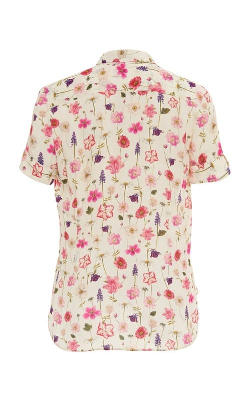 Luisa Beccaria Camicia In Crepe Stampata A Maniche Corte