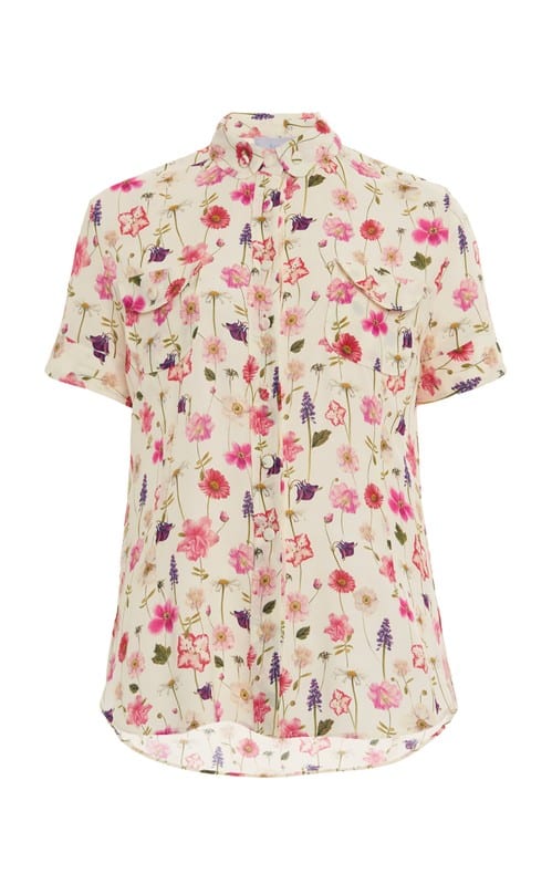 Luisa Beccaria Camicia in Crepe Stampata a Maniche Corte